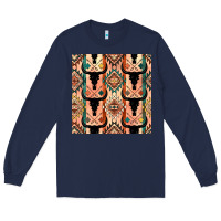 Navy native american aztec seamless pattern 4 Long Sleeve Tee - BundleAndBundleShop