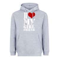 Heather Grey i heart my girlfriend shirt Heavyweight Hoodie - artisFamous