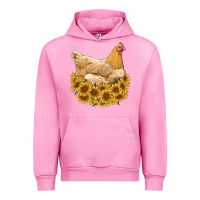 Fuchsia Pink chicken with sunflowers Urban Hoodie - RanaPortraitStore