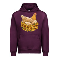 Mauve Wine chicken with sunflowers Urban Hoodie - RanaPortraitStore