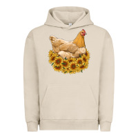 Pigment French Oak chicken with sunflowers Urban Hoodie - RanaPortraitStore