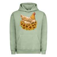 Pigment Oil Green chicken with sunflowers Urban Hoodie - RanaPortraitStore