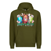 Army Green happy easter day eggs nurse Premium Hoodie - RacoonDesign
