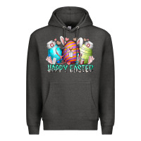 Charcoal Heather happy easter day eggs nurse Premium Hoodie - RacoonDesign