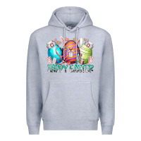 Heather Grey happy easter day eggs nurse Premium Hoodie - RacoonDesign