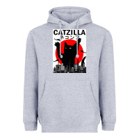Heather Grey vintage catzilla japanese sunset style Heavyweight Hoodie - artisFamous