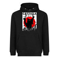 Vintage Catzilla Japanese Sunset Style Heavyweight Hoodie | Teevron