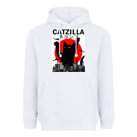 White vintage catzilla japanese sunset style Heavyweight Hoodie - artisFamous