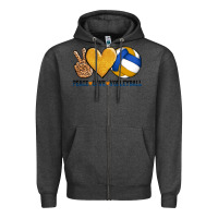 Charcoal Heather peace love volleyball Zipper Hoodie - AdoDesignShop