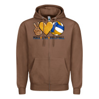 Chestnut peace love volleyball Zipper Hoodie - AdoDesignShop