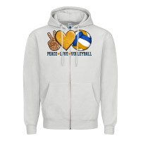Dove Grey peace love volleyball Zipper Hoodie - AdoDesignShop