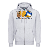 Heather Grey peace love volleyball Zipper Hoodie - AdoDesignShop