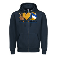 Navy peace love volleyball Zipper Hoodie - AdoDesignShop
