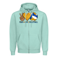 Seafoam peace love volleyball Zipper Hoodie - AdoDesignShop
