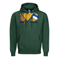 Sports Green peace love volleyball Zipper Hoodie - AdoDesignShop
