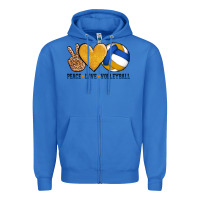 True Royal peace love volleyball Zipper Hoodie - AdoDesignShop
