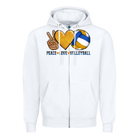 White peace love volleyball Zipper Hoodie - AdoDesignShop