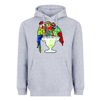 Heather Grey parrots drinking margarita hawaiian Heavyweight Hoodie - artisFamous