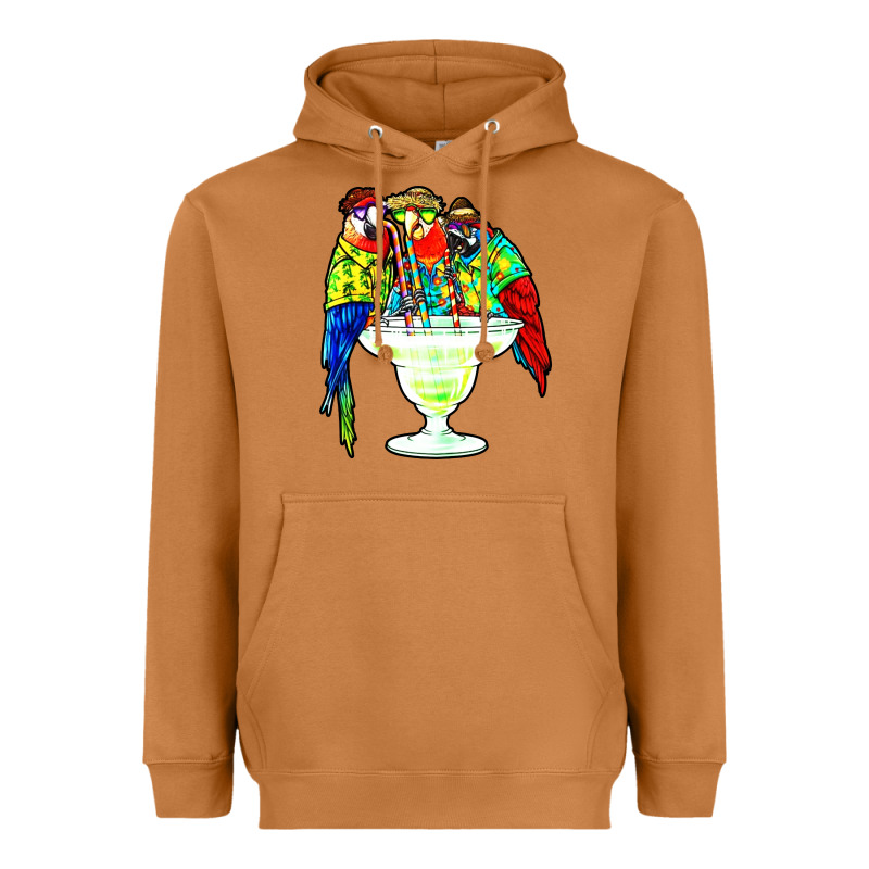 Parrots Drinking Margarita Hawaiian Heavyweight Hoodie by artisFamous | Teevron