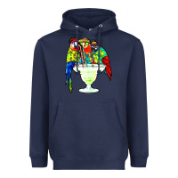Navy parrots drinking margarita hawaiian Heavyweight Hoodie - artisFamous
