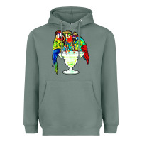 Sage parrots drinking margarita hawaiian Heavyweight Hoodie - artisFamous
