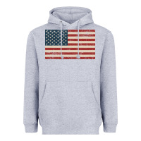 Heather Grey american flag Heavyweight Hoodie - artisFamous