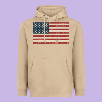 American Flag Heavyweight Hoodie Designed By Artisfamous