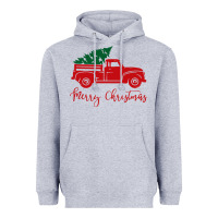 Heather Grey vintage red truck with christmas Heavyweight Hoodie - artisFamous