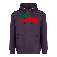 Plum vintage red truck with christmas Heavyweight Hoodie - artisFamous