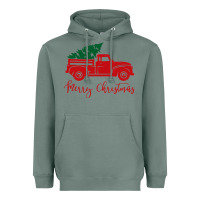 Sage vintage red truck with christmas Heavyweight Hoodie - artisFamous