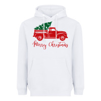 White vintage red truck with christmas Heavyweight Hoodie - artisFamous
