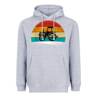 Heather Grey vintage tractor Heavyweight Hoodie - artisFamous