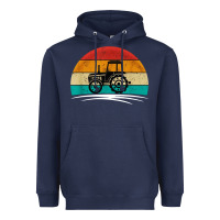Navy vintage tractor Heavyweight Hoodie - artisFamous