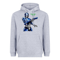 Heather Grey 8bit robocop Heavyweight Hoodie - artisFamous
