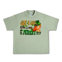 Oil Green Just a girl who loves St. Patrick's Day Urban Heavy Tee - FaDigitalArtStudio