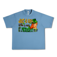 Pebble Blue Just a girl who loves St. Patrick's Day Urban Heavy Tee - FaDigitalArtStudio