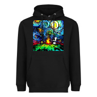 Black starry night print van gogh parody Heavyweight Hoodie - artisFamous