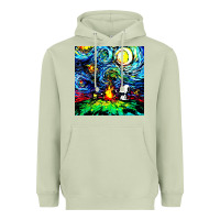 Matcha starry night print van gogh parody Heavyweight Hoodie - artisFamous