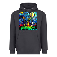 Smoke starry night print van gogh parody Heavyweight Hoodie - artisFamous