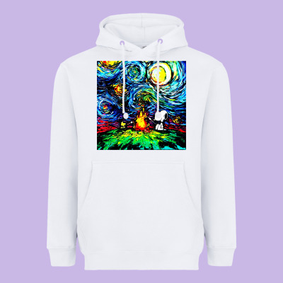 Starry Night Print Van Gogh Parody Heavyweight Hoodie Designed By Artisfamous