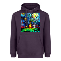 Plum starry night print van gogh parody Heavyweight Hoodie - artisFamous