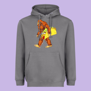 Bigfoot Carrying Taco Heavyweight Hoodie Designed By Artisfamous