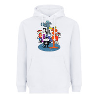 White rocky & bullwinkle and friends Heavyweight Hoodie - artisFamous