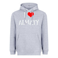 Heather Grey i love almaty city Heavyweight Hoodie - artisFamous