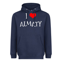 Navy i love almaty city Heavyweight Hoodie - artisFamous
