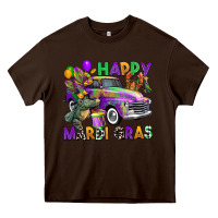 Chocolate Brown happy mardi gras truck Heavy Core Tee - CowGirlArtShop