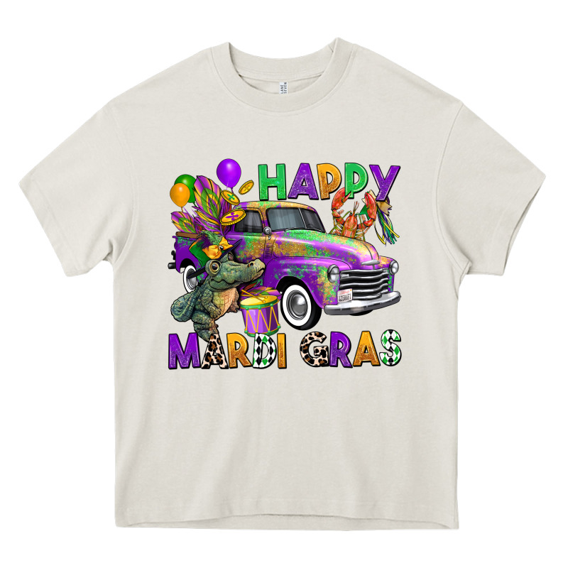 Happy Mardi Gras Truck Heavy Core Tee by CowGirlArtShop | Teevron
