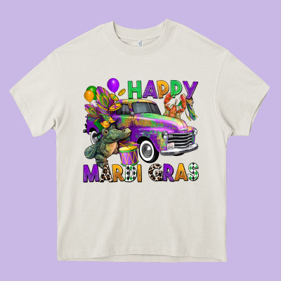 Happy Mardi Gras Truck Heavy Core Tee Designed By Cowgirlartshop
