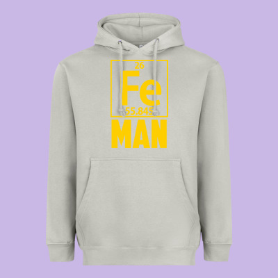 Fe Man Funny Superhero For Halloween Heavyweight Hoodie Designed By Artisfamous