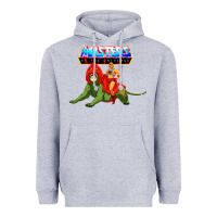Heather Grey he man and battle cat Heavyweight Hoodie - artisFamous